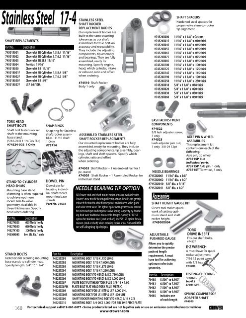 Crower 74522 3//8 Shaft Rocker Lash Adjuster