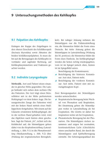 9 Untersuchungsmethoden des Kehlkopfes