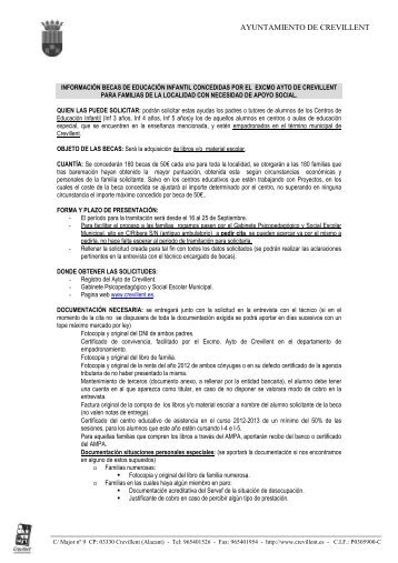 InformaciÃ³n sobre becas infantil, curso 13-14 - Ayuntamiento de ...