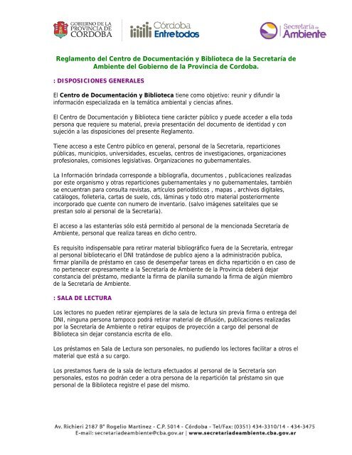 Reglamento del Centro de DocumentaciÃ³n y Biblioteca de la ...