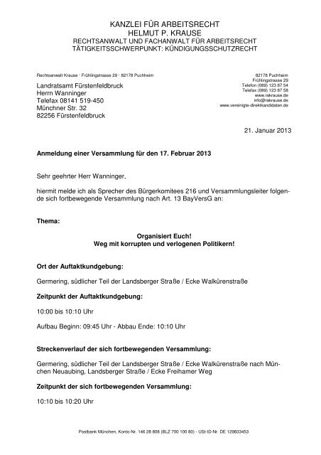 kanzlei fÃ¼r arbeitsrecht helmut p. krause - Verfassungswerkstatt