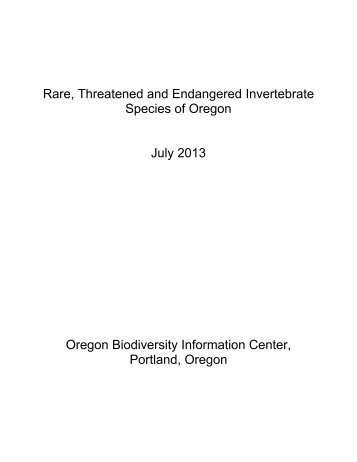 Invertebrate Animal List - Oregon Biodiversity Information Center