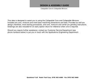 DESIGN & ASSEMBLY GUIDE - Roehr Tool Corporation