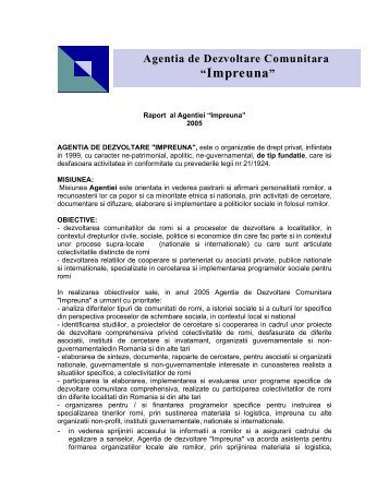 Raport 2005 - Agentia de Dezvoltare Comunitara Impreuna