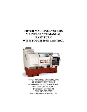 FRYER MACHINE SYSTEMS MAINTENANCE MANUAL EASY ...