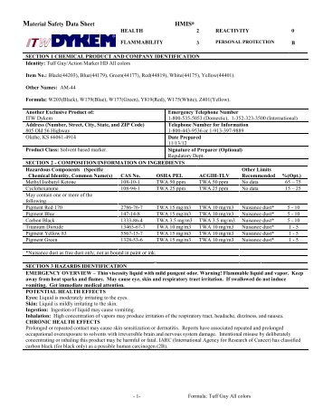 MSDS - Production Tool Supply