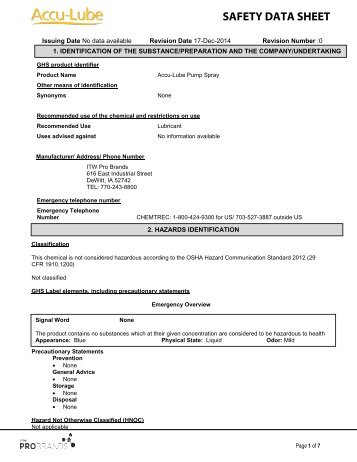 MSDS - Production Tool Supply