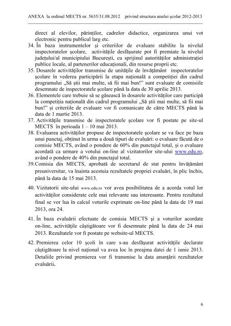 ANEXA la ordinul MECTS nr. 5635/31.08.2012 privind structura ...