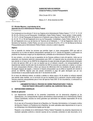 Complemento al Oficio Circular 307-A-1244, Lineamientos para el ...