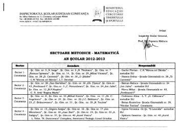 Sectoare metodice 2012-2013 - Inspectoratul Scolar Judetean ...