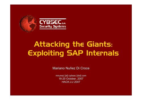 Attacking the Giants: Exploiting SAP Internals - Cybsec