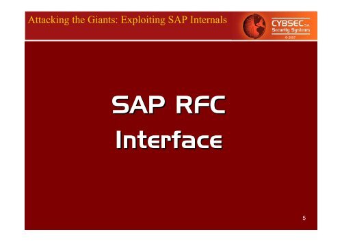 Attacking the Giants: Exploiting SAP Internals - Cybsec