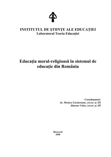 EducaÅ£ia moral-religioasÄ Ã®n sistemul de educaÅ£ie din RomÃ¢nia - ISE