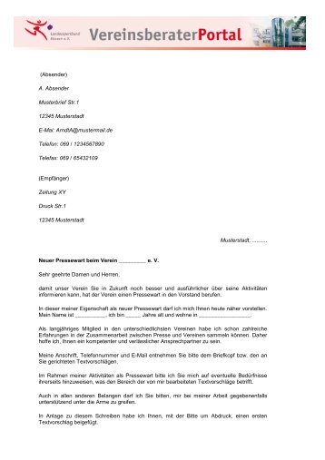 Absender - lsb h-Vereinsberater