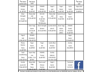 Group Fitness Class Schedule - Northville Parks and Recreation