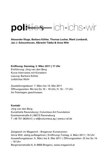 politicswich-ichs-wir - Columbus Art Foundation