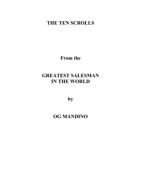 The Greatest Salesman in the World, Part II by Og Mandino