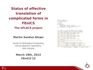 Status of effective translation of complicated forms ... - FEniCS Project