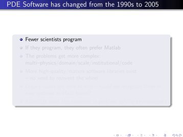 PDE Software has changed from the 1990s to 2005 - FEniCS Project