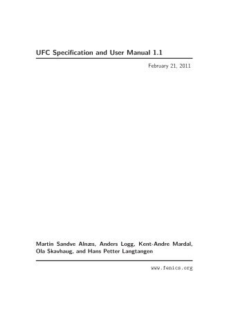 UFC Specification and User Manual 1.1 - FEniCS Project