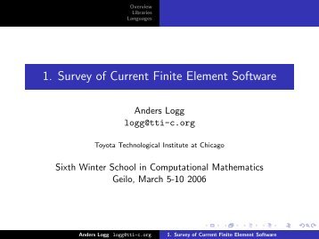 1. Survey of Current Finite Element Software - The FEniCS Project