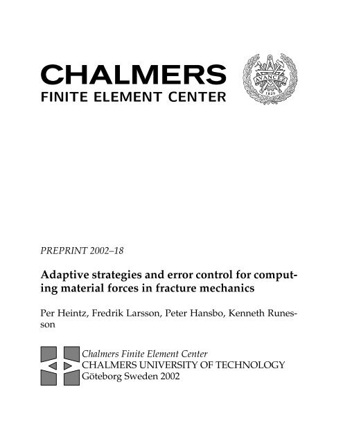 Chalmers Finite Element Center - FEniCS Project