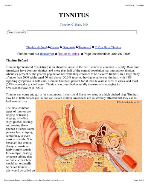 TINNITUS - Mydoctor.ca