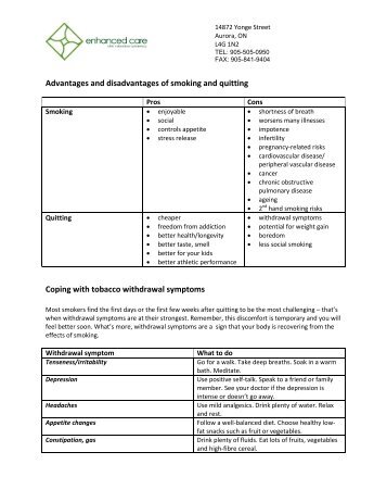 Advantages and disadvantages of smoking and ... - Mydoctor.ca