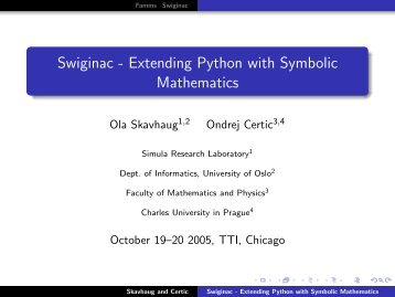 Swiginac - Extending Python with Symbolic ... - FEniCS Project