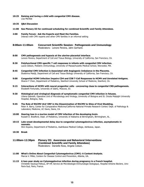 Congenital Cytomegalovirus Conference - Congenital CMV ...