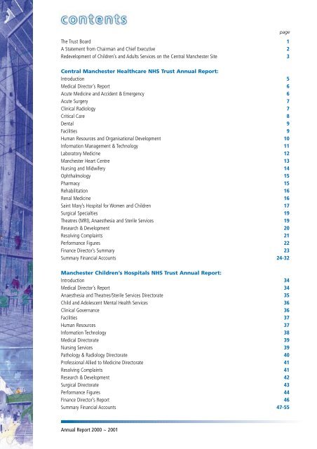 2000 - 2001 - Central Manchester University Hospitals - NHS ...