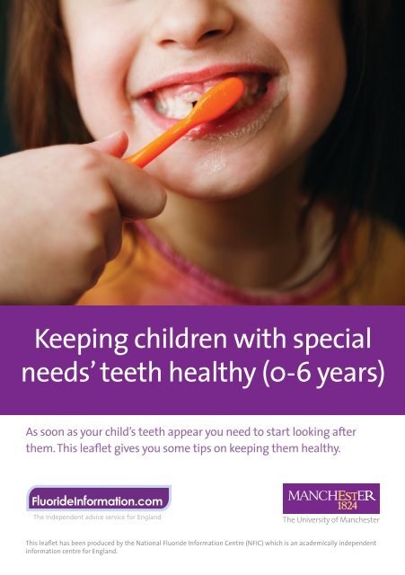 Keeping children with special needs' teeth healthy (0-6 years)