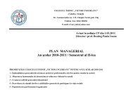 PLAN MANAGERIAL An Åcolar 2010-2011 / Semestrul al II-lea