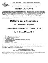 Winter Treks 2012 Mt Norris Scout Reservation - Green Mountain ...