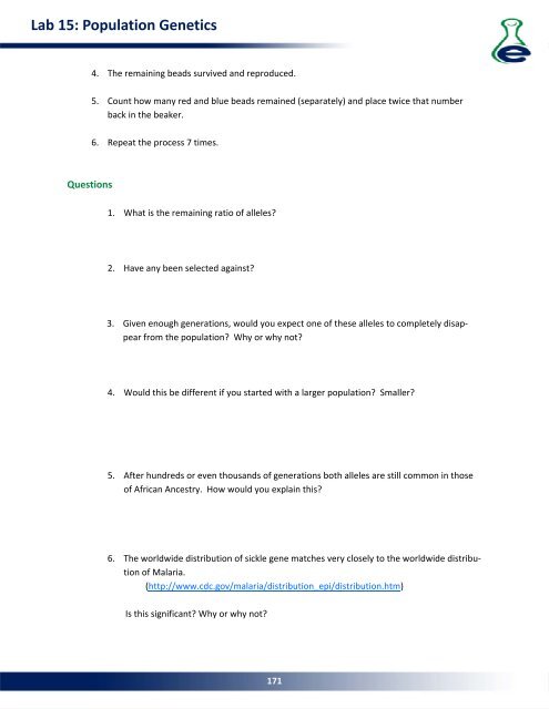 Lab 15: Population Genetics - eScience Labs