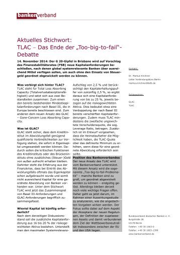 Aktuelles Stichwort: Das Ende der „Too-big-to-fail“-Debatte