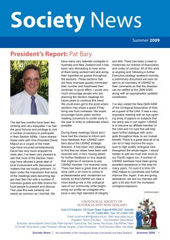 President's Report: Pat Bary - Urological Society of Australia and ...