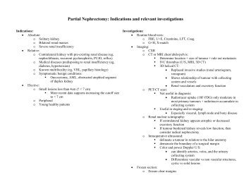 Partial Nephrectomy: Indications and relevant investigations