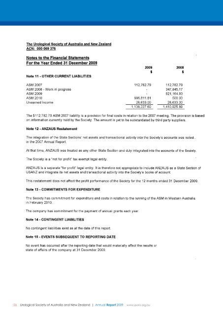 2009 Annual Report - Urological Society of Australia and New Zealand