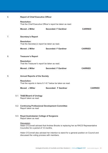 2009 Annual Report - Urological Society of Australia and New Zealand