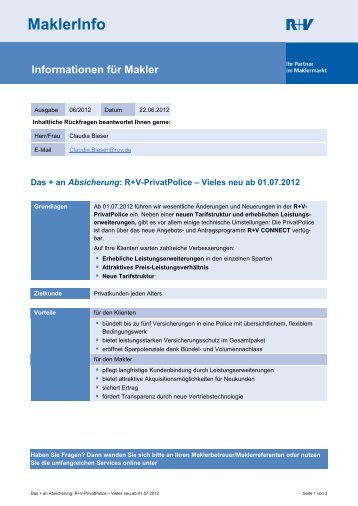 Informationen für Makler MaklerInfo - R+V Maklerportal