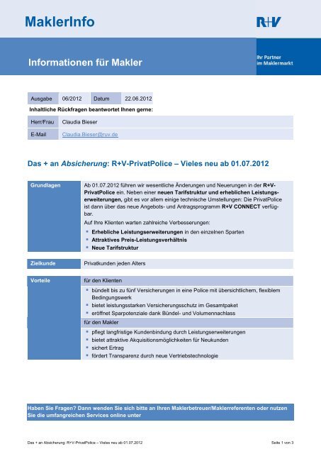 Informationen Fur Makler Maklerinfo R V Maklerportal