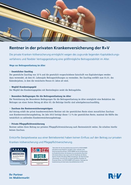 Rentner In Der Privaten Krankenversicherung Der R V Maklerportal