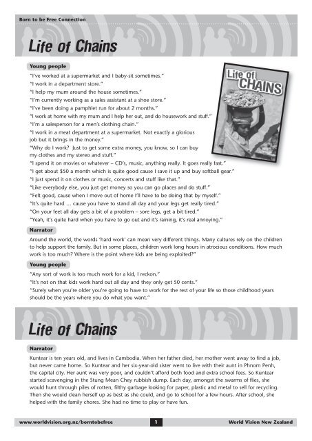 Life of Chains script - Born to be Free - World Vision New Zealand