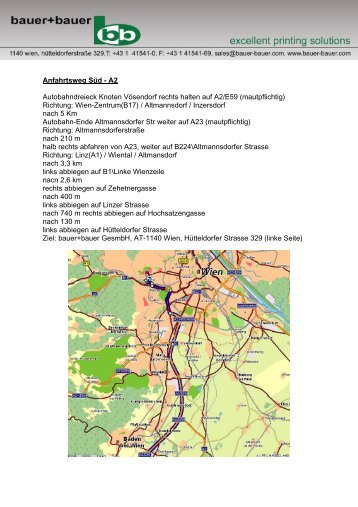 Anfahrtsweg Süd - A2 Autobahndreieck Knoten Vösendorf rechts ...