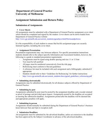 Assignment Submission & Return Policy - University of Melbourne