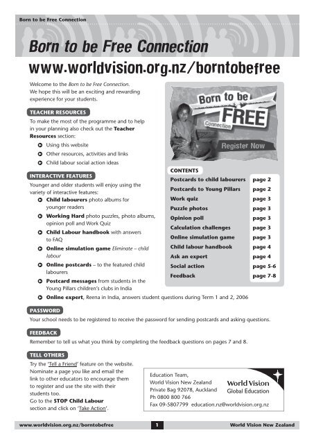 Teacher instructions - Born to be Free - World Vision New Zealand
