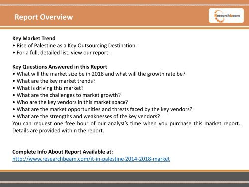 New Report Looks into Palestine IT Market Growth, Trends, Size, Key Regions, Analysis, Market Space, Forecast 2014-2018