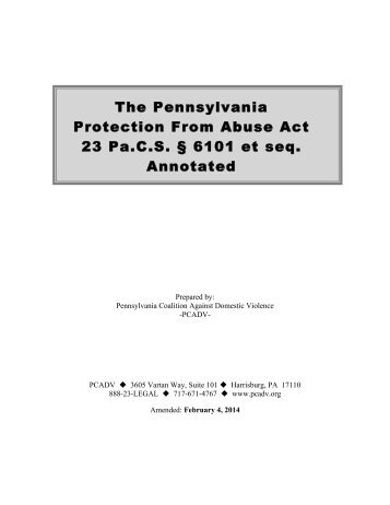 PFA Act Annotated - Pennsylvania Coalition Against Domestic ...