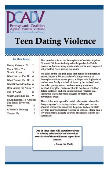 Teen Dating Violence - Pennsylvania Coalition Against Domestic ...